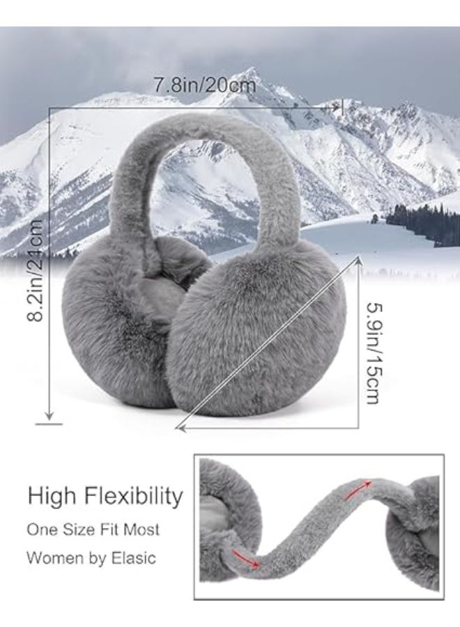 Unisex Winter Foldable Earmuffs Plush Faux Fur Ear Muffs Outdoor Cold Weather Ear Warmers for Women and Men, One Size - Image 2