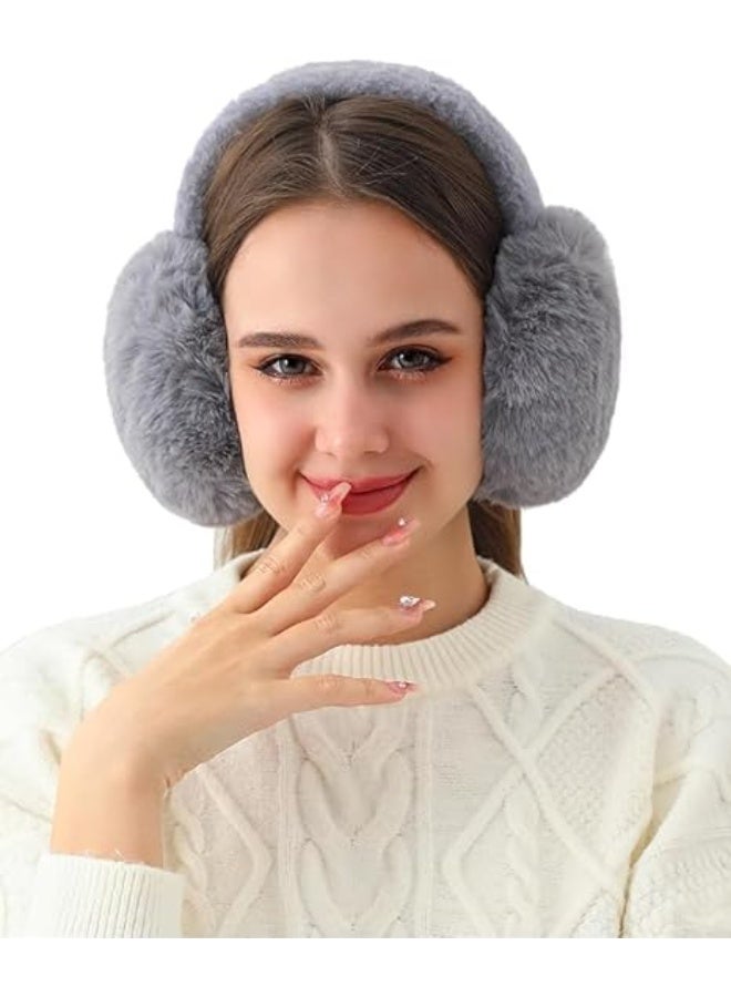 Unisex Winter Foldable Earmuffs Plush Faux Fur Ear Muffs Outdoor Cold Weather Ear Warmers for Women and Men, One Size - Image 3