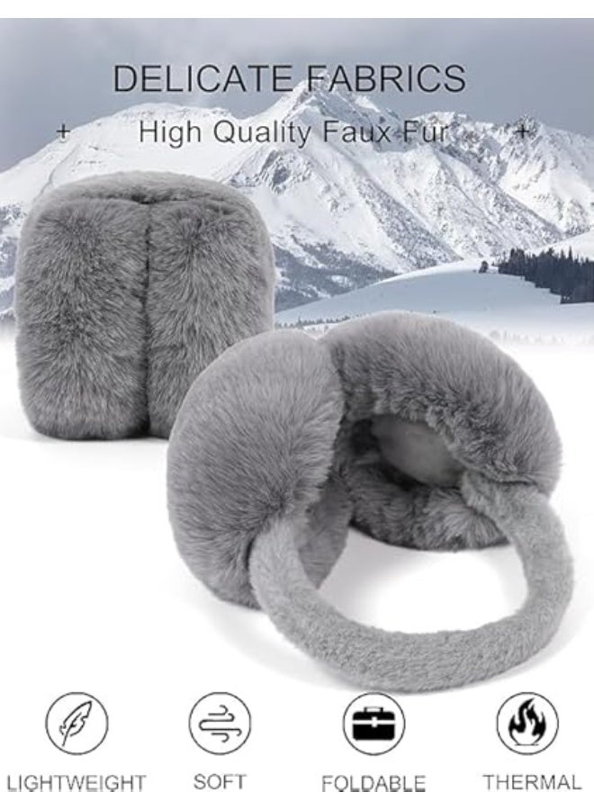 Unisex Winter Foldable Earmuffs Plush Faux Fur Ear Muffs Outdoor Cold Weather Ear Warmers for Women and Men, One Size - Image 4