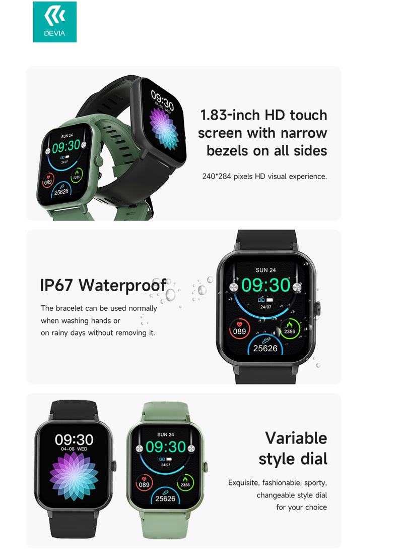 devia - Smart watch from Brand Devia WT2, high-resolution AMOLED screen, heart rate, steps and sleep tracking, 7-day battery life, water and dust resistant - Image 1