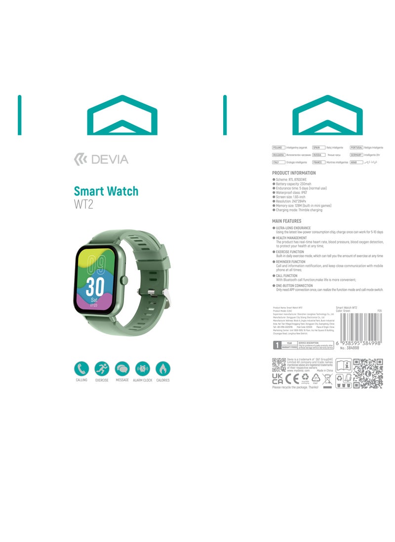 devia - Smart watch from Brand Devia WT2, high-resolution AMOLED screen, heart rate, steps and sleep tracking, 7-day battery life, water and dust resistant - Image 1