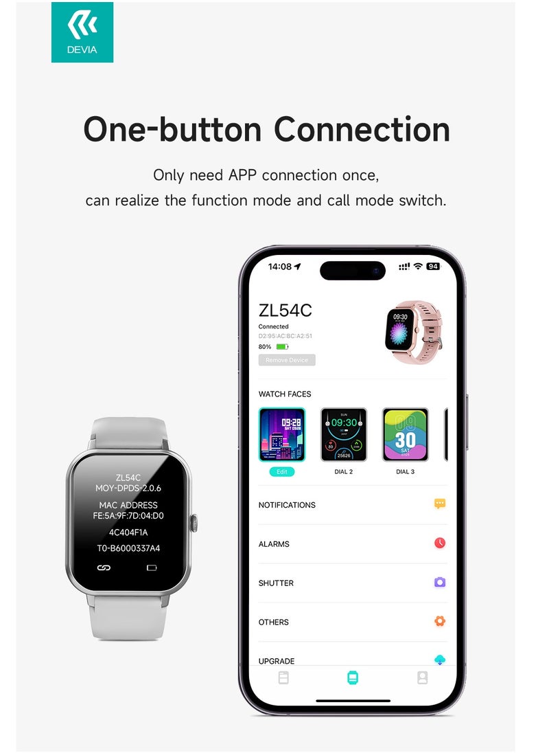 devia - Smart watch from Brand Devia WT2, high-resolution AMOLED screen, heart rate, steps and sleep tracking, 7-day battery life, water and dust resistant - Image 1