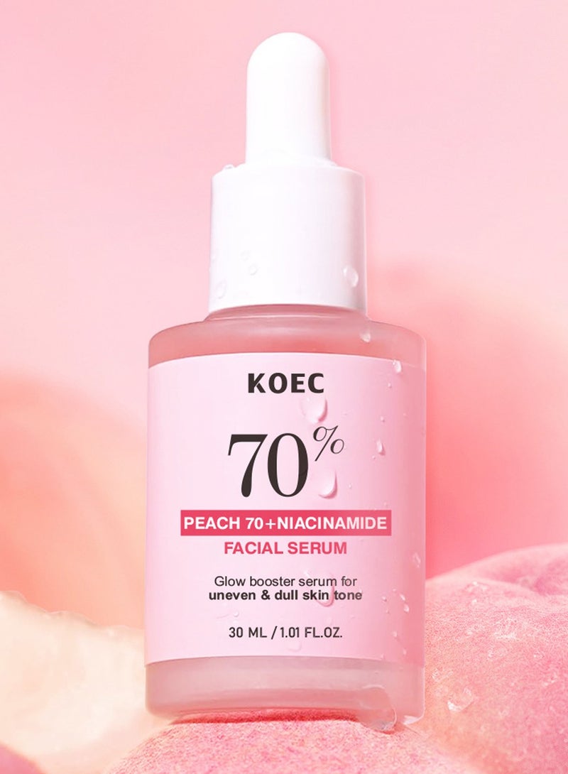 KOEC Peach 70 Niacinamide Serum 30ml, Brightening Hydrating Face Serum,Glow Booster Serum for Uneven and Dull Skin Tone,Daily Clean Beauty - Image 2