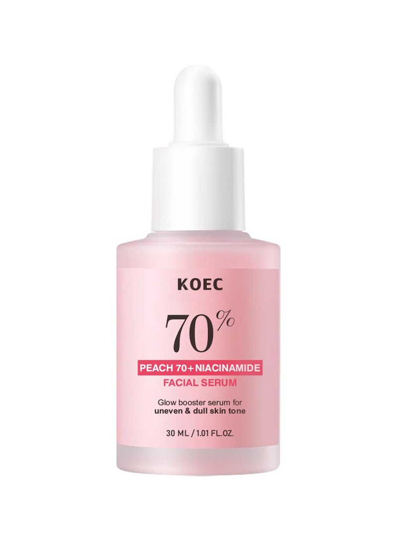 KOEC Peach 70 Niacinamide Serum 30ml, Brightening Hydrating Face Serum,Glow Booster Serum for Uneven and Dull Skin Tone,Daily Clean Beauty - Image 1