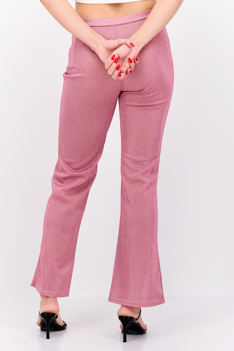 Jaded Rose Women Petite Wide Leg Metallic Pants, Pink - Image 4