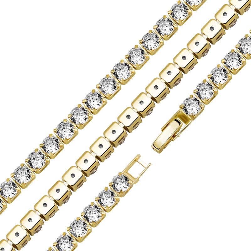 REHANDLE Gold Tennis Necklace for Women 14K Gold Plated CZ Dainty Tennis Necklaces for Women Gold 3MM Tennis Chain Iced Out Chain Diamond Choker Necklace Dimond Necklace Adjustable 15.7+2 inch - Image 5
