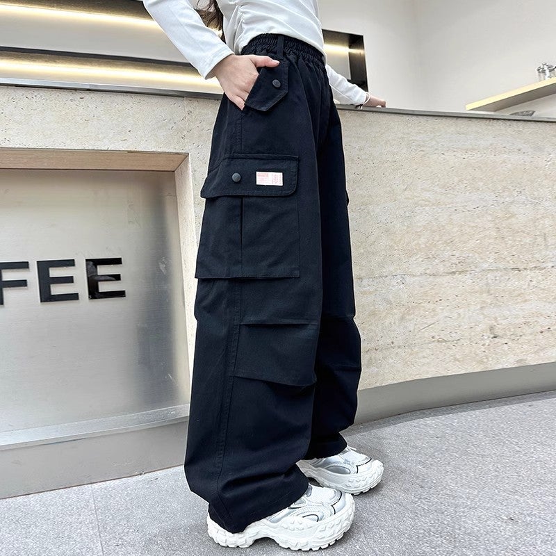 Girls' Trendy Cargo Pants 2025 For Older Children, Cool Casual Mosquito-Proof Pants, Children'S Wide-Leg Sports Pants - Image 1