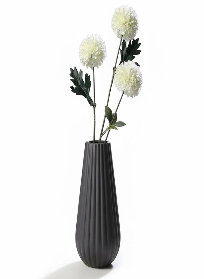 Ryme Modern Decorative Flower Vase for Pampas Grass & Dried Flowers | Minimalist Home & Office Decor Centerpiece | Handcrafted Designer Vase (Multiple Designs & Colors) (1, Dark Grey, Ribbed Tall) - Image 1