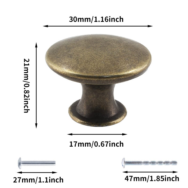 Moicstiy 8Pcs Antique Bronze Kitchen Cabinet Knobs Handle Pulls  30Mm Vintage Round Drawer Knob Pulls For Dresser  Cupboard  Bathroom - Image 2