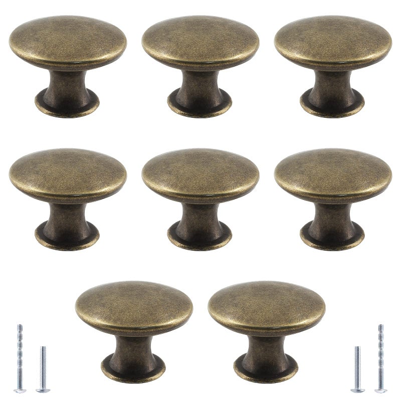 Moicstiy 8Pcs Antique Bronze Kitchen Cabinet Knobs Handle Pulls  30Mm Vintage Round Drawer Knob Pulls For Dresser  Cupboard  Bathroom - Image 1
