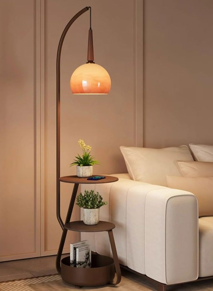 DubaiGallery Floor Lamp for Living Room,Mid Century Tall Lamps with Tea Table & Storage Bucket,Fishing Standing Lamp with Glass Lampshade,Mid Century Floor Lamp for Bedroom Corner - Image 2