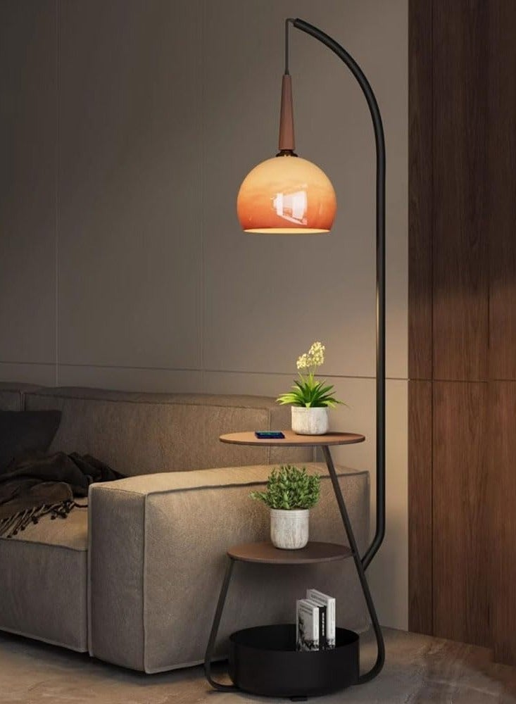 DubaiGallery Floor Lamp for Living Room,Mid Century Tall Lamps with Tea Table & Storage Bucket,Fishing Standing Lamp with Glass Lampshade,Mid Century Floor Lamp for Bedroom Corner - Image 3