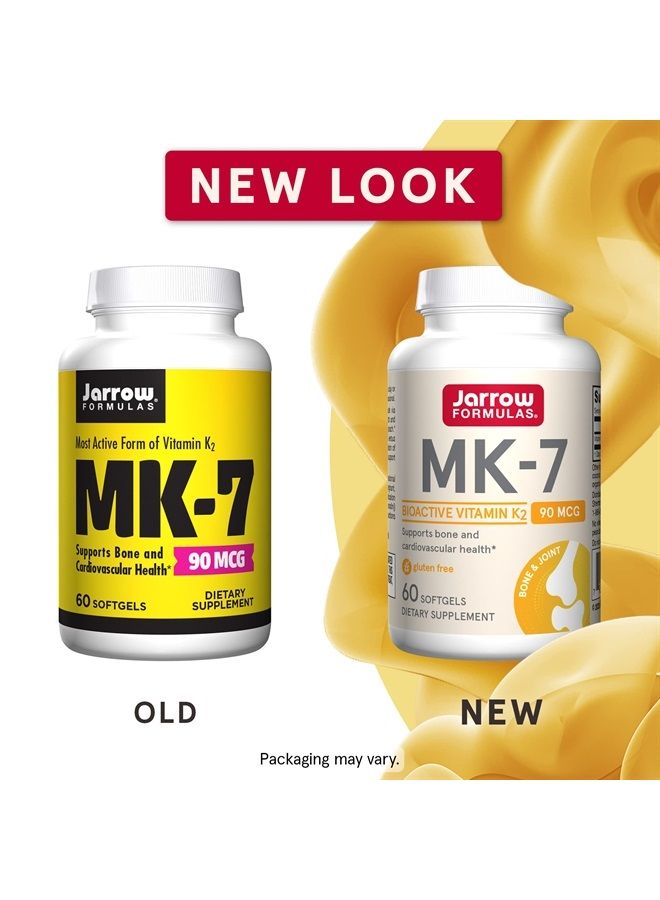 jarrow formulas MK-7 90 ميكروغرام - الشكل النشط لفيتامين K2 - 60 حصة (كبسولات لينة) - لصحة العظام والقلب والأوعية الدموية - مكمل غذائي فيتامين K2 MK-7 - مكمل فيتامين K2 MK-7 - خالي من الغلوتين - Image 1