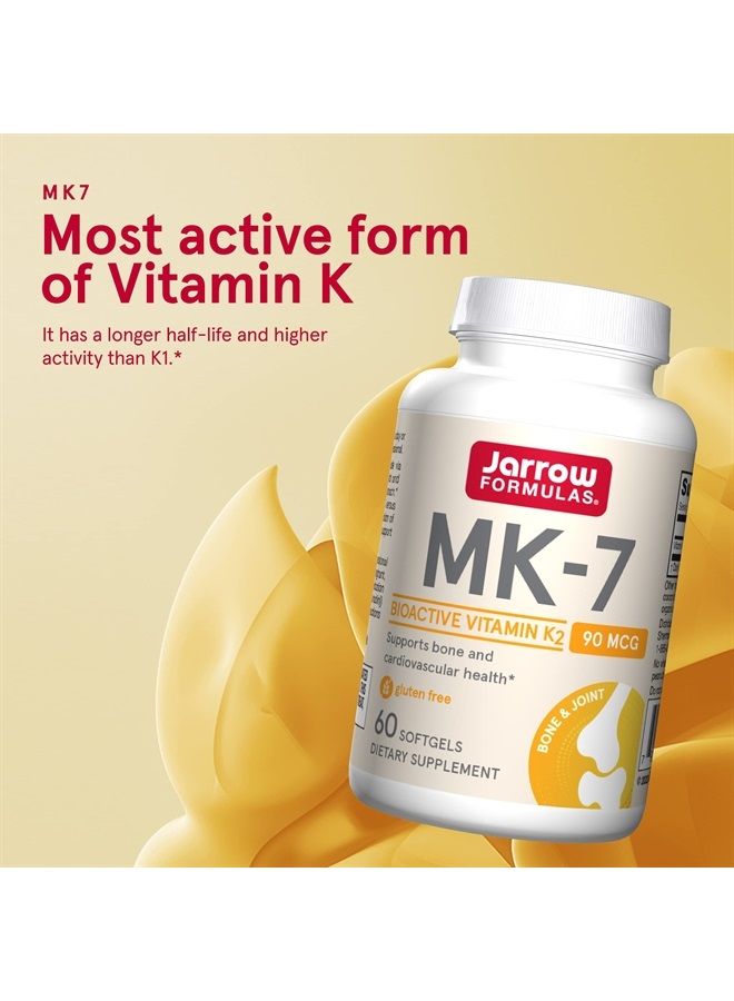 jarrow formulas MK-7 90 ميكروغرام - الشكل النشط لفيتامين K2 - 60 حصة (كبسولات لينة) - لصحة العظام والقلب والأوعية الدموية - مكمل غذائي فيتامين K2 MK-7 - مكمل فيتامين K2 MK-7 - خالي من الغلوتين - Image 2