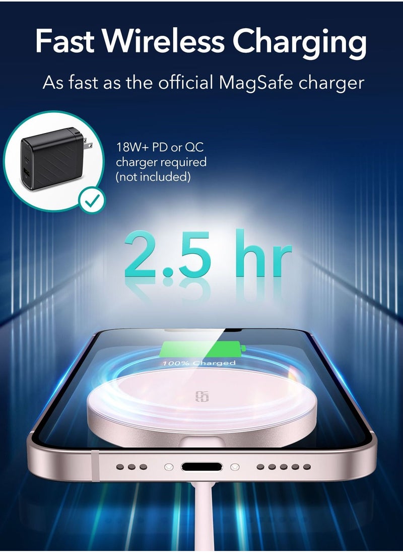 esrgear ESR Wireless Charger with MagSafe, Kickstand Charger Compatible with iPhone 15/14/13/12 Series, with 5 ft (1.5 m) Removable Cable, MagSafe Accessories, Adapter Not Included, Pink  - Image 3
