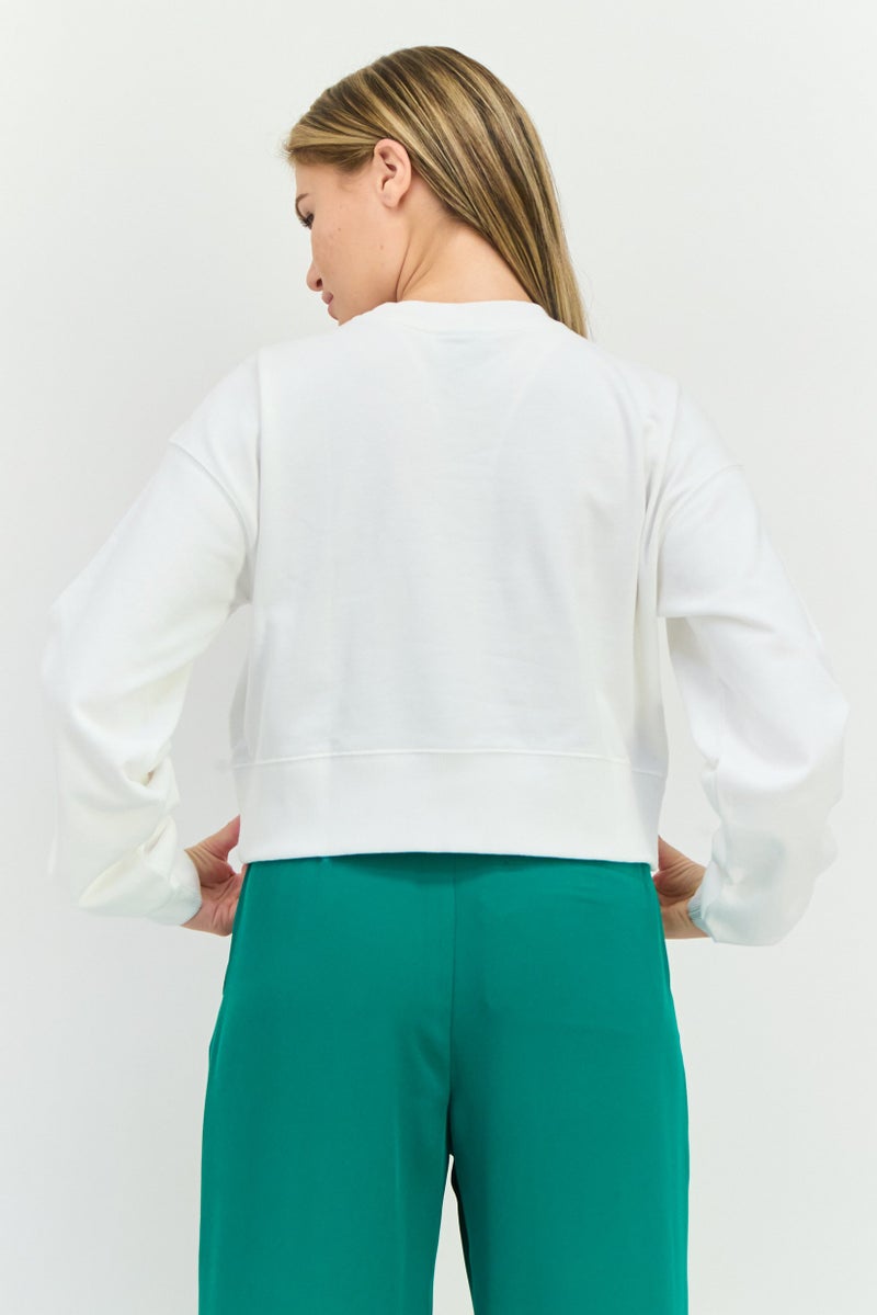 Champion Women Sportswear Fit Long Sleeve Training Crop Sweatshirts, White  - Image 2