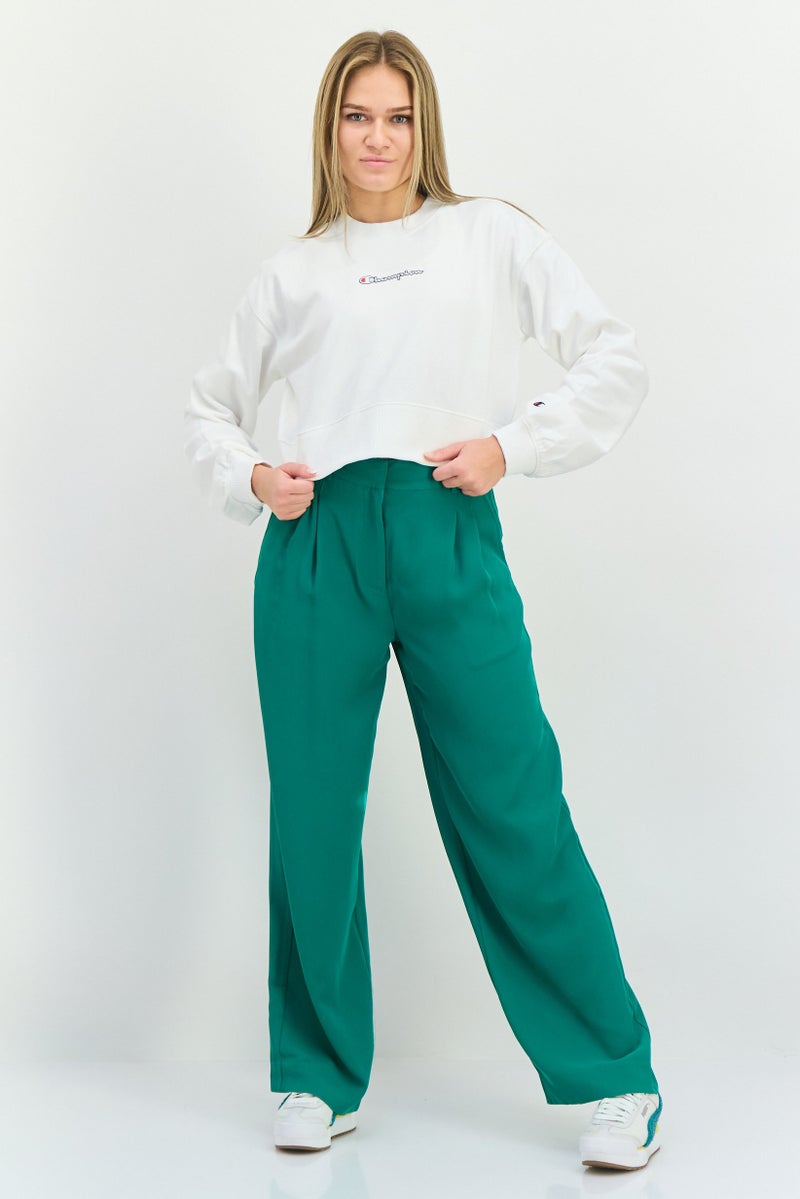 Champion Women Sportswear Fit Long Sleeve Training Crop Sweatshirts, White  - Image 4