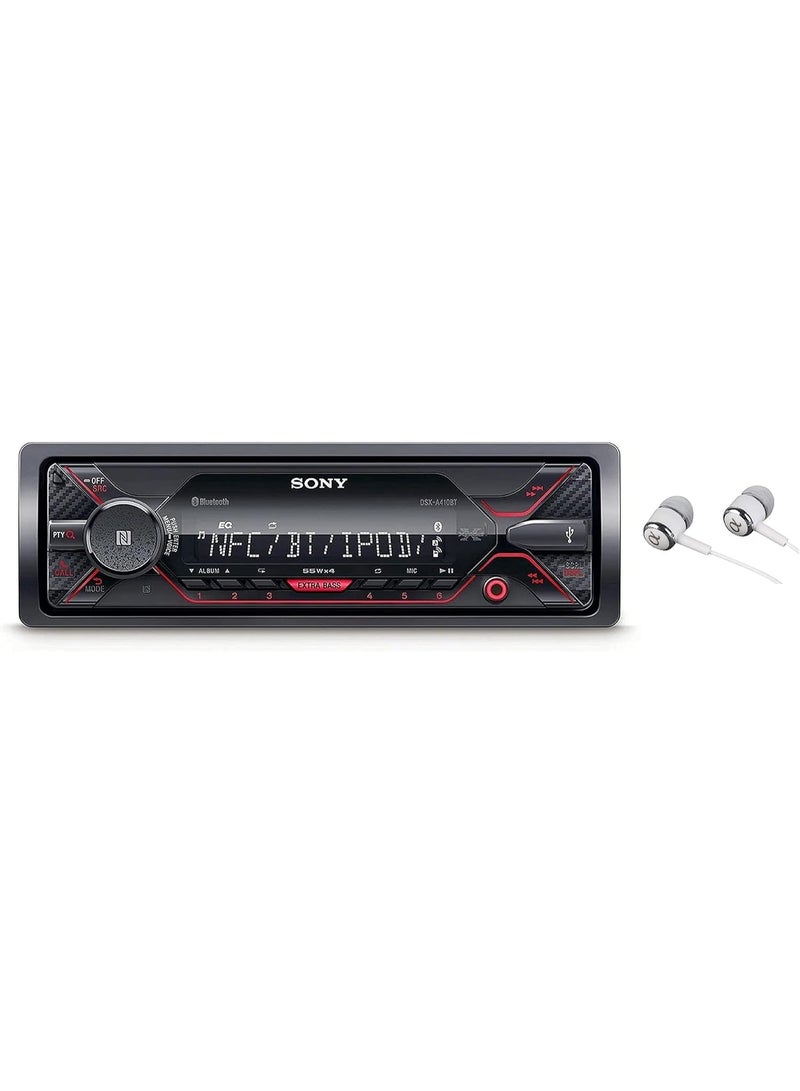 Sony DSX-A410BT Single Din Bluetooth Front USB AUX Car Stereo Digital Media Receiver Bundled with Earbuds (No CD Player) - Image 1
