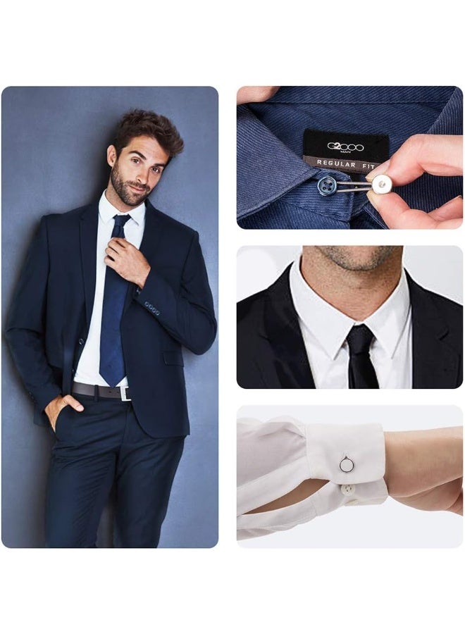 12pcs, Collar Extenders, Comfy & Premium Invisible Neck Extender, Adds 1 in Instantly, Button Extenders for Mens Dress Shirts Suits Trouser, Coat, Shirts (Black, White, Silver) - Image 3