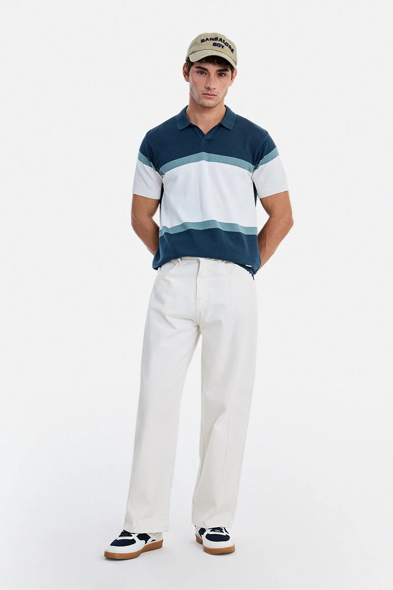 سنيتش Off-White Solid Loose Fit Streetwear Jeans