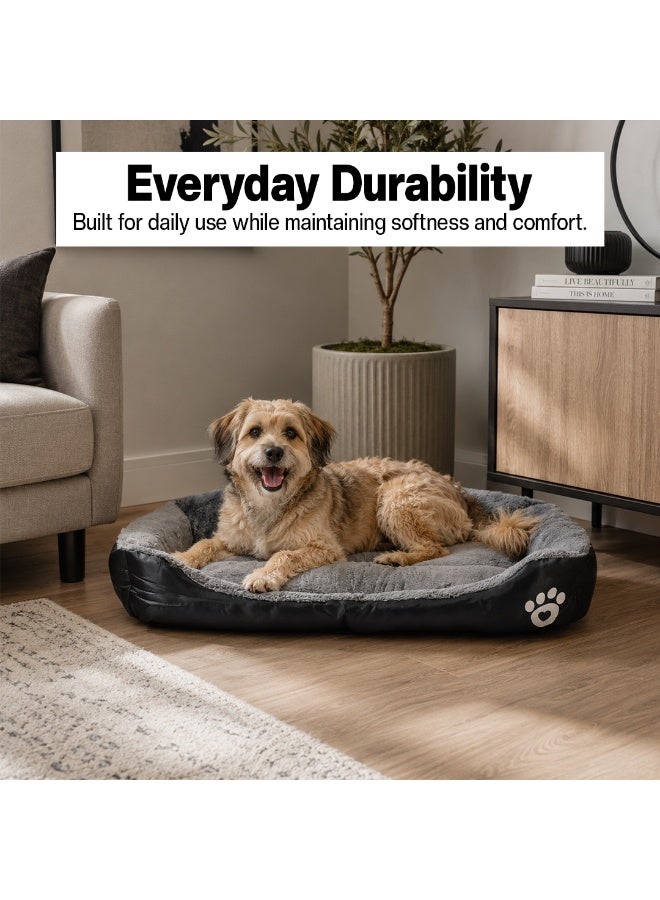 NNC PETS Dog bed with Bolstered sides, Soft plush surface, and Non-slip bottom, Plush Orthopedic pet sofa bed for Small and Medium indoor dogs, Easy to clean, 80 cm (Black) - Image 4