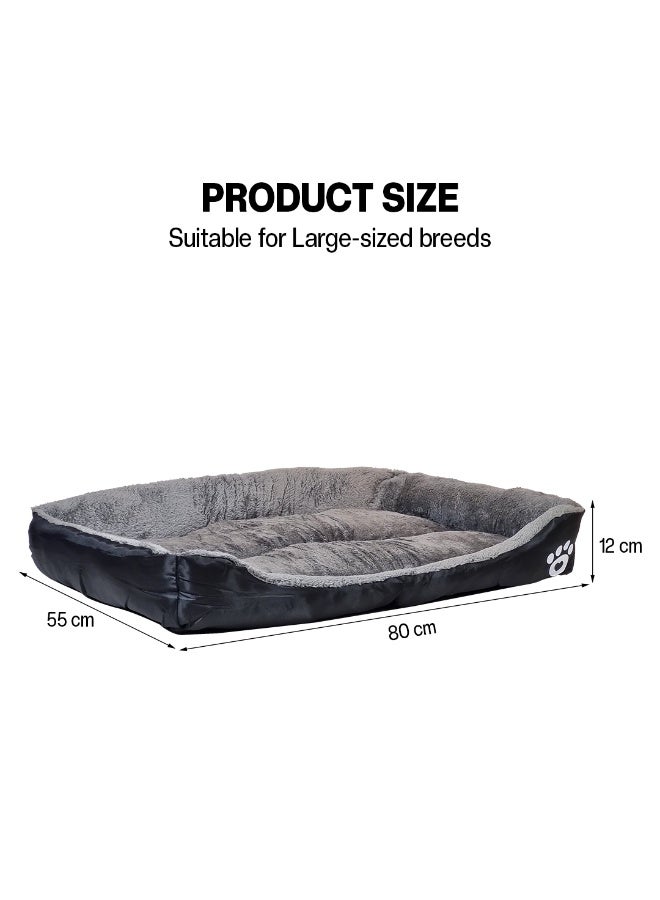 NNC PETS Dog bed with Bolstered sides, Soft plush surface, and Non-slip bottom, Plush Orthopedic pet sofa bed for Small and Medium indoor dogs, Easy to clean, 80 cm (Black) - Image 2