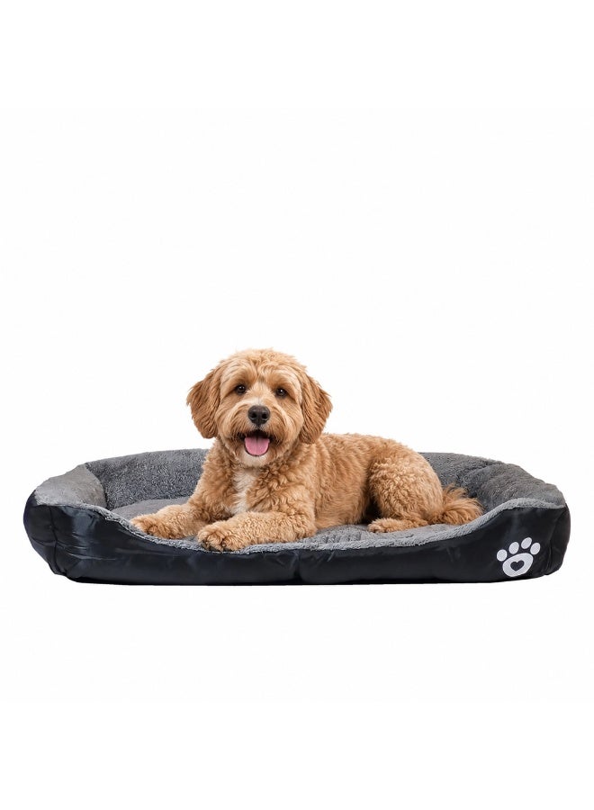 NNC PETS Dog bed with Bolstered sides, Soft plush surface, and Non-slip bottom, Plush Orthopedic pet sofa bed for Small and Medium indoor dogs, Easy to clean, 80 cm (Black) - Image 1