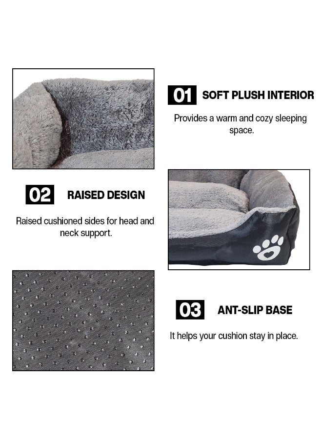NNC PETS Dog bed with Bolstered sides, Soft plush surface, and Non-slip bottom, Plush Orthopedic pet sofa bed for Small and Medium indoor dogs, Easy to clean, 80 cm (Black) - Image 3