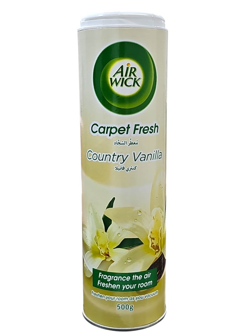 أير ويك معطر السجاد إير ويك، يزيل الروائح الكريهة، يعطي رائحة طيبة، ينعش أثناء التنظيف بالمكنسة الكهربائية، مسحوق مزيل لرائحة السجاد سهل الاستخدام، برائحة الفانيليا الريفية، 500 جرام - Image 1