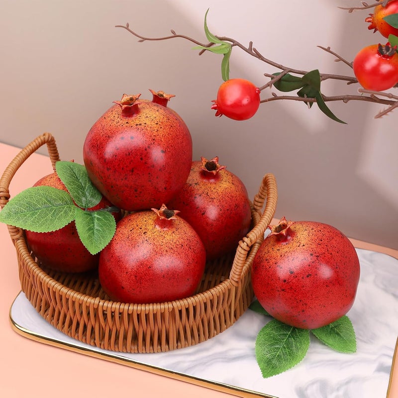 Meiwlong 6PCS Fake Pomegranates Artificial Pomegranate Fruit Bowl Fillers for Home Decor,Lifelike Faux Fake Fruit,Kitchen Table Centerpiece Decor, Wedding Party & Indoor Photography Props - Image 5