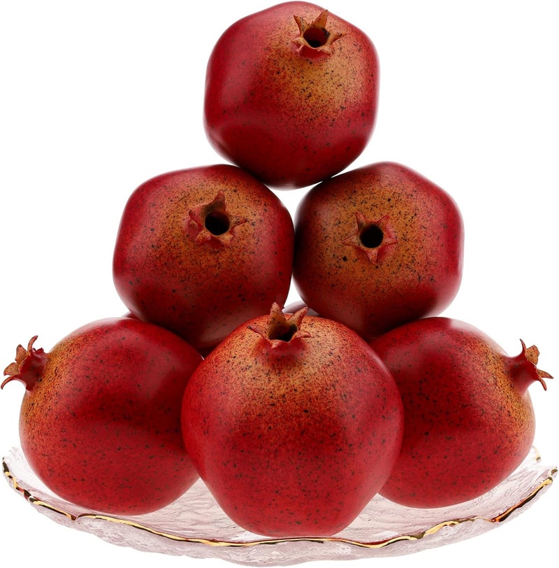 Meiwlong 6PCS Fake Pomegranates Artificial Pomegranate Fruit Bowl Fillers for Home Decor,Lifelike Faux Fake Fruit,Kitchen Table Centerpiece Decor, Wedding Party & Indoor Photography Props - Image 1