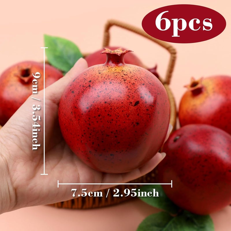 Meiwlong 6PCS Fake Pomegranates Artificial Pomegranate Fruit Bowl Fillers for Home Decor,Lifelike Faux Fake Fruit,Kitchen Table Centerpiece Decor, Wedding Party & Indoor Photography Props - Image 2