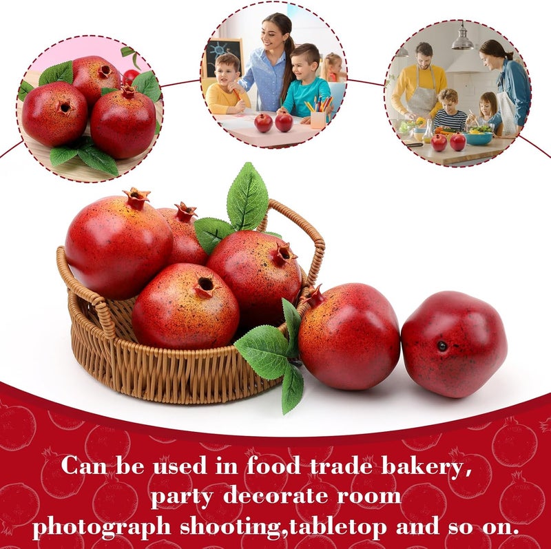 Meiwlong 6PCS Fake Pomegranates Artificial Pomegranate Fruit Bowl Fillers for Home Decor,Lifelike Faux Fake Fruit,Kitchen Table Centerpiece Decor, Wedding Party & Indoor Photography Props - Image 3
