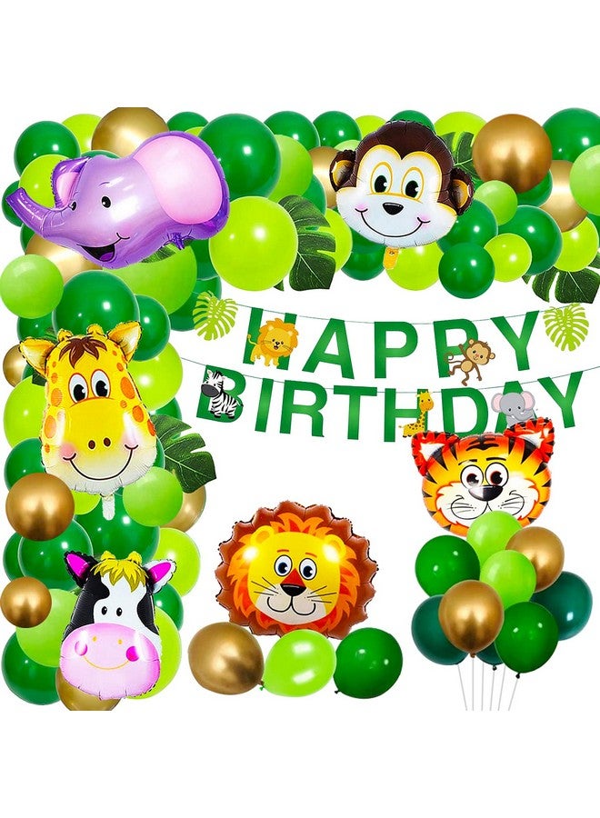 بارتي بروبس ديكورات أعياد الميلاد بطابع الغابة من Party Propz - 79 قطعة، ديكورات أعياد الميلاد بطابع الحيوانات | ديكورات أعياد الميلاد بطابع رحلات السفاري في الغابة | لافتة عيد ميلاد سعيد (ورق مقوى) | بالونات حيوانات للزينة - Image 1