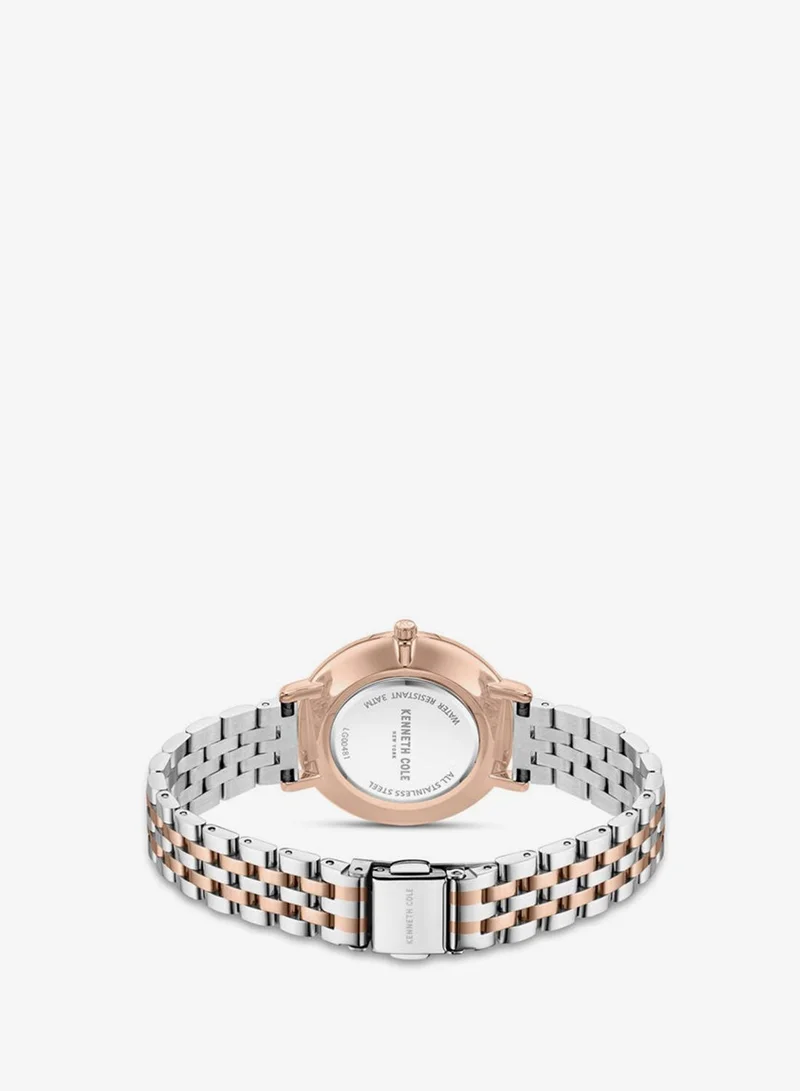 Kenneth Cole New York  34mm Analog Women's Watch with Silver-Rose Gold Stainless Steel Bracelet for Women | Best Price UAE