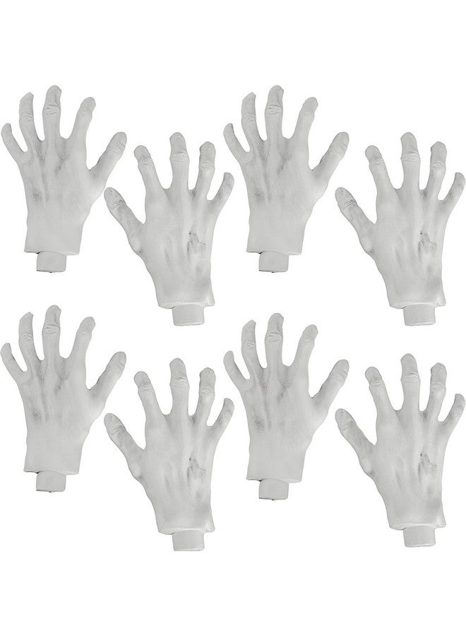 زونور أيدي هيكل عظمي لعيد الهالوين - أيدي بلاستيكية مقطوعة بالحجم الطبيعي لتزيين الدعائم في عيد الهالوين، (4 أزواج) - Image 1