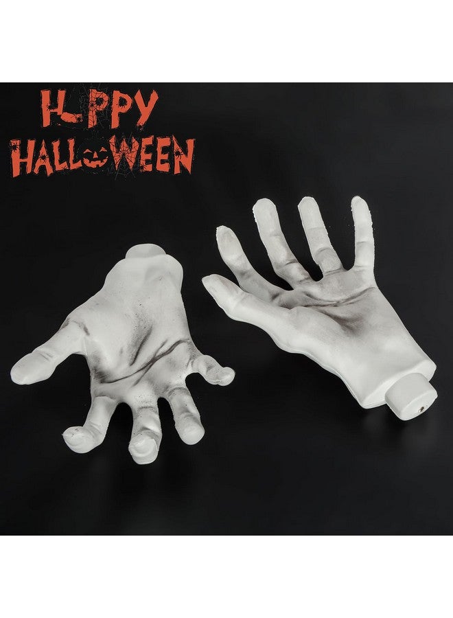 زونور أيدي هيكل عظمي لعيد الهالوين - أيدي بلاستيكية مقطوعة بالحجم الطبيعي لتزيين الدعائم في عيد الهالوين، (4 أزواج) - Image 4