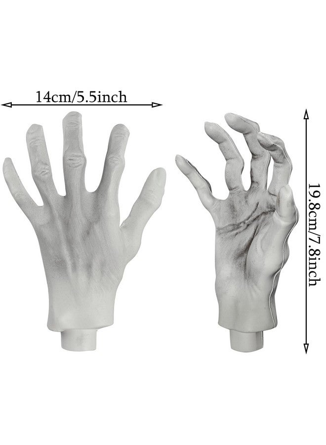 زونور أيدي هيكل عظمي لعيد الهالوين - أيدي بلاستيكية مقطوعة بالحجم الطبيعي لتزيين الدعائم في عيد الهالوين، (4 أزواج) - Image 2