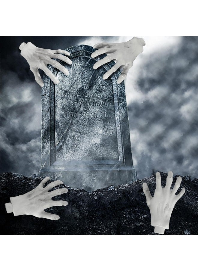 زونور أيدي هيكل عظمي لعيد الهالوين - أيدي بلاستيكية مقطوعة بالحجم الطبيعي لتزيين الدعائم في عيد الهالوين، (4 أزواج) - Image 3