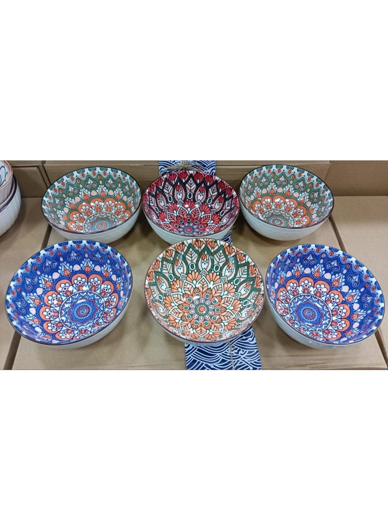 طقم بولات بورسلين 6 قطع, مقاس 10 سم - بولات بورسلين مزخرفة - بولات شوربة - بوله بورسلين 10 سم - Image 5