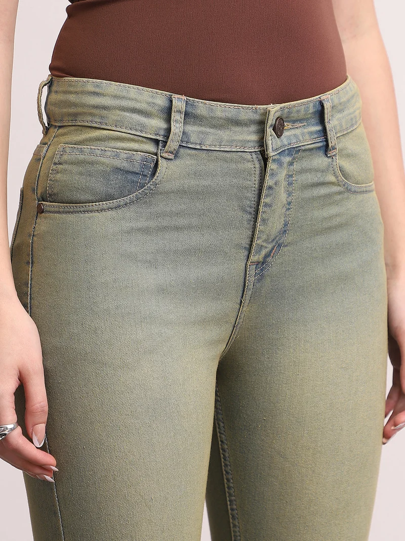 Urbano Fashion  Urbano Fashion Women's Ice Blue Mid Rise Bootcut Washed Jeans Stretchable  | Best Price UAE