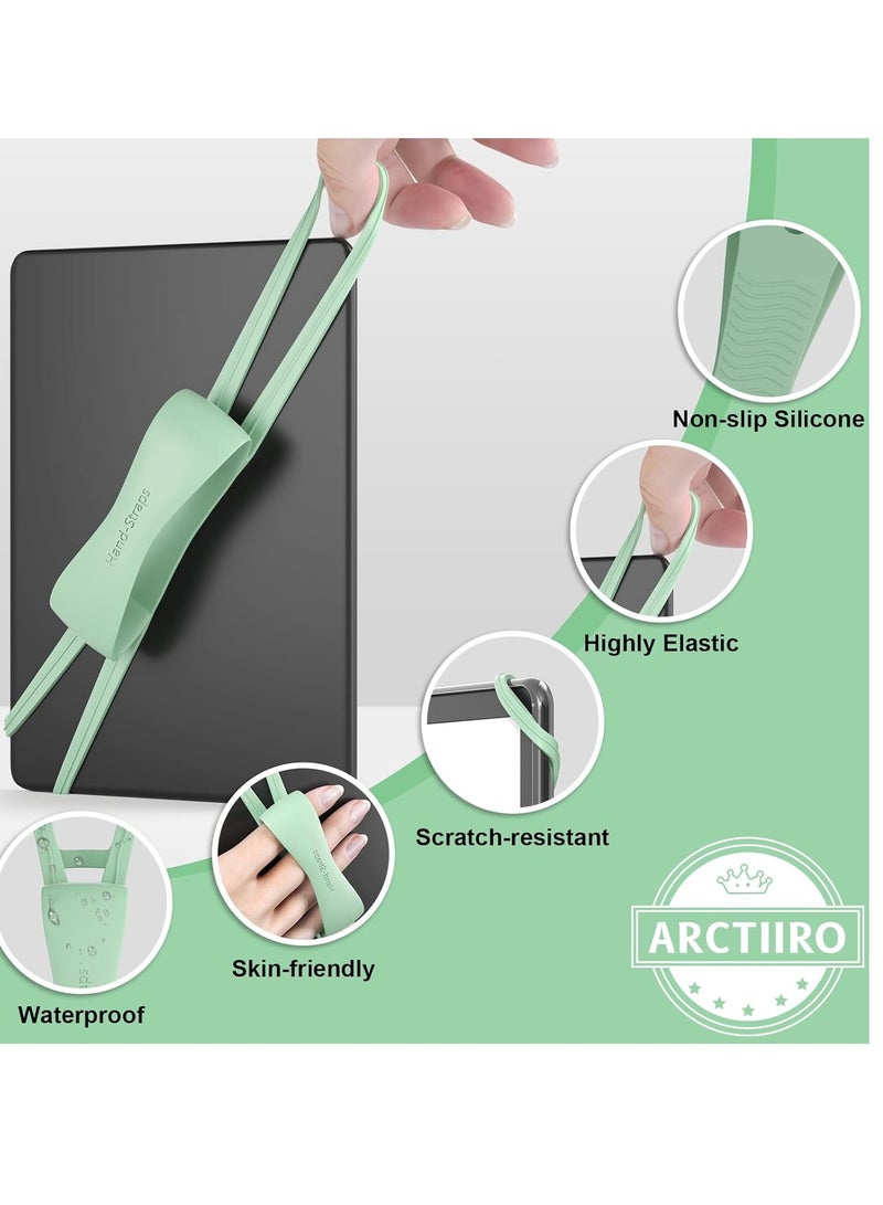 Generic Arctiiro 2 Pack Comfortable Hand Strap for Kindle and Tablets, Secure and Lightweight Grip Holder for 4.7-8" Kindle Paperwhite/Kobo/Oasis/E-Book/Phone (Matcha)  - Image 2