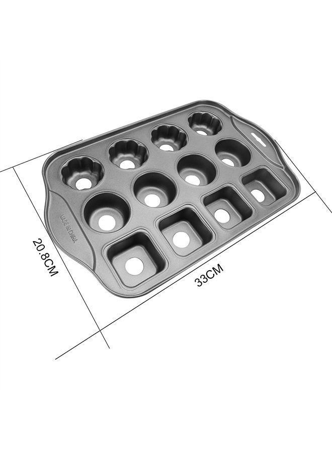 NIBEMINENT 12 Grid Cheese Cake Mould Black 33X20centimeter - Image 2