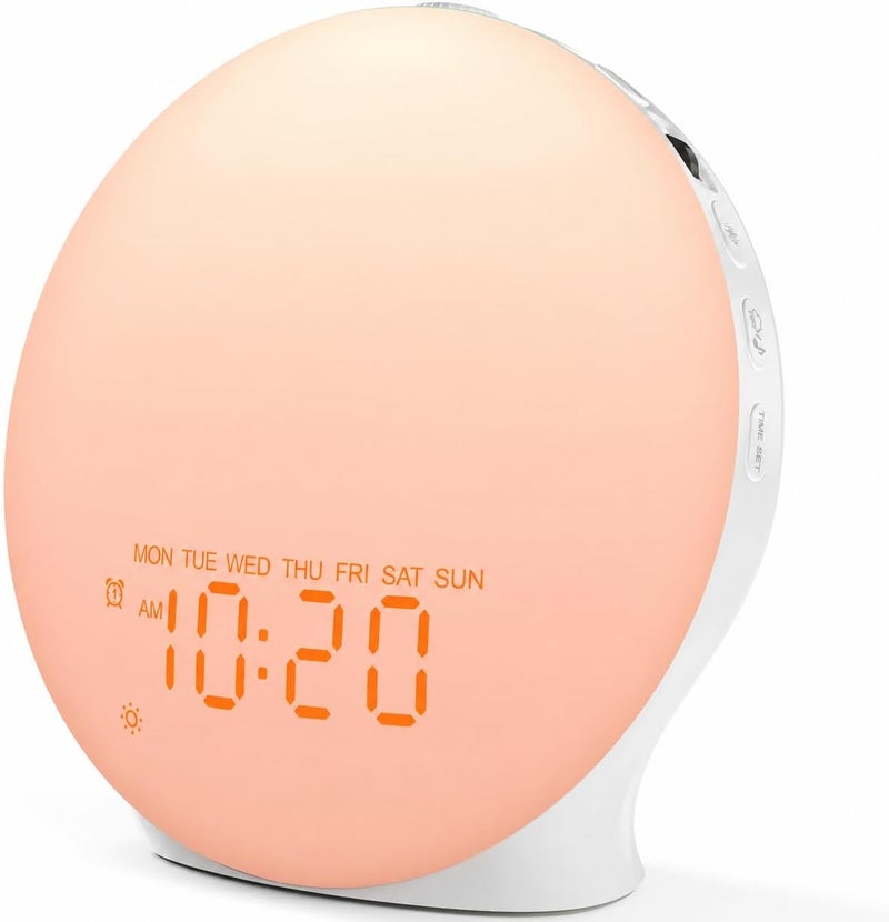 Jall Sleep Sound Machine Sunrise Alarm Clock with 25 White Noise Nature Sounds, Wake Up Light for Bedrooms, Bluetooth Speaker, 8-Hour Sleep Timer, 17 Color Dimmable Lights - Image 1