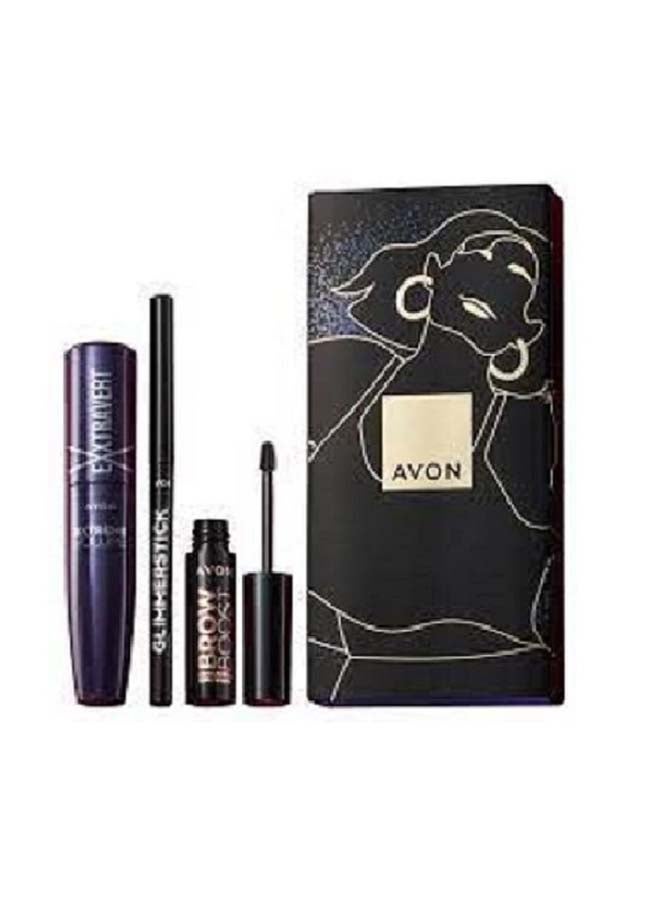آفون Exxtravert Lash & Brow Giftset EyeLiner +Brow +Mascara Black + Blackest Black + Clear - Image 1
