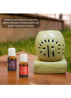 ASIAN AURA Asian Aura Handcrafted Premium Ceramic Electric Round Shaped Aroma Diffuser Oil Burner Wax Melt Warmer for Home Fragrance with Aroma Oils in 2 fragrances English Lavender Rosy Romance 10ml Each  - Image 3