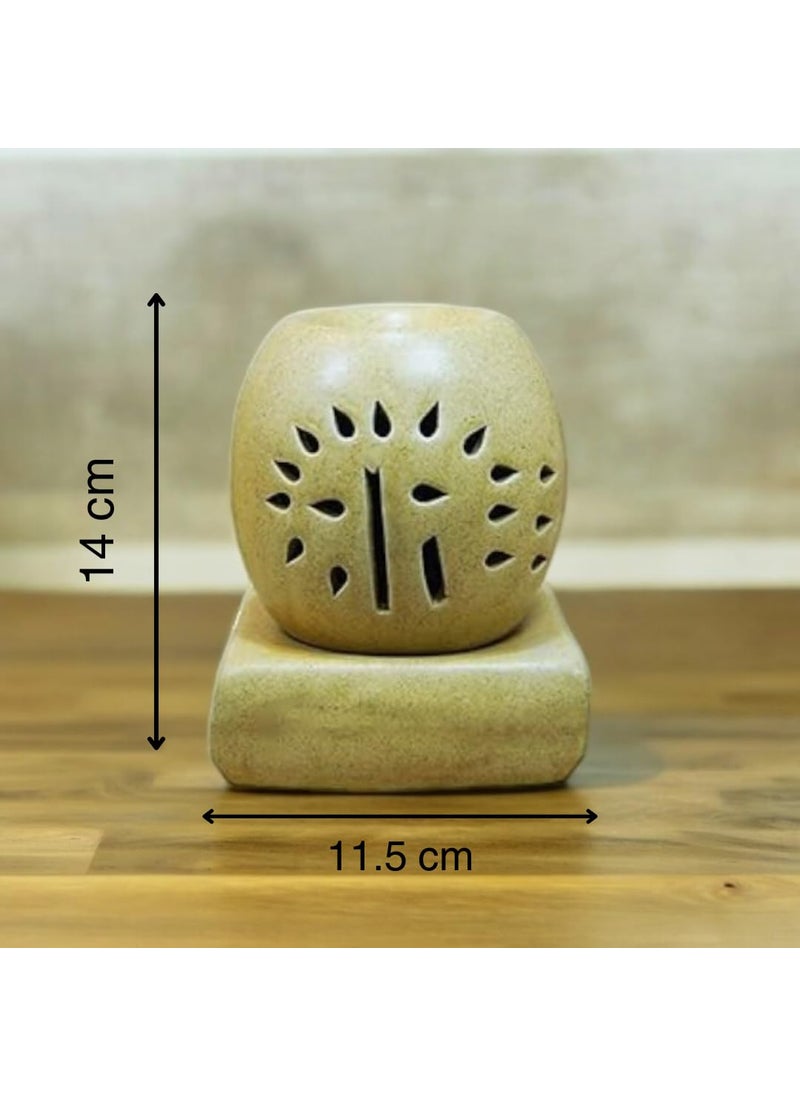 ASIAN AURA Asian Aura Handcrafted Premium Ceramic Electric Round Shaped Aroma Diffuser Oil Burner Wax Melt Warmer for Home Fragrance with Aroma Oils in 2 fragrances English Lavender Rosy Romance 10ml Each  - Image 2