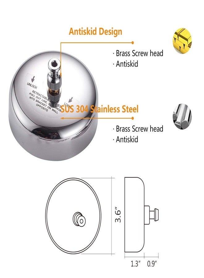 JOOM Retractable Clothesline Stainless Steel Heavy Duty 9Feet(MAX) for Hanging Drying in Bathroom Laundry Hotels, Chrome Finish,Round Style (Chrome B (Drill)) - Image 3