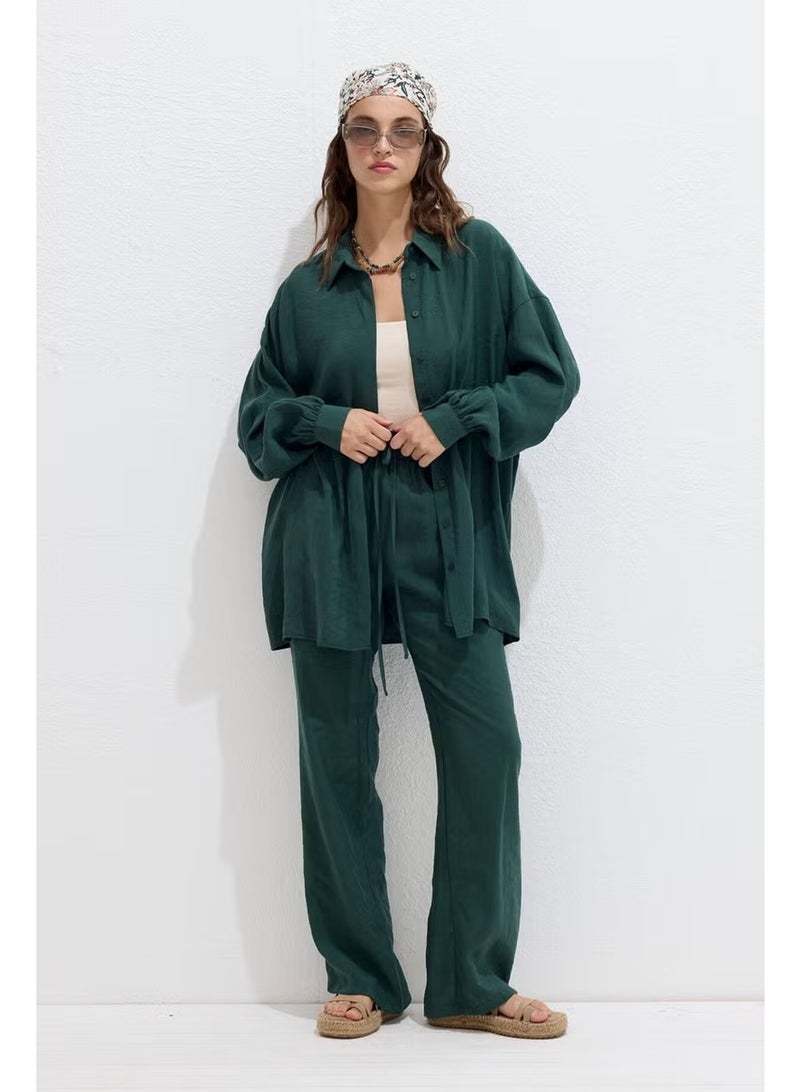 Manuka Modal Relaxed Trousers Emerald - Image 3