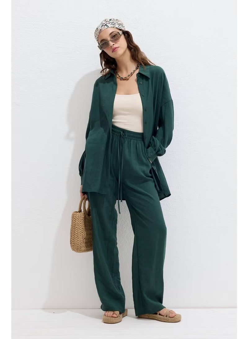 Manuka Modal Relaxed Trousers Emerald - Image 2